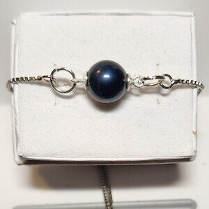 Simple Dark Blue Pearl Bracelet